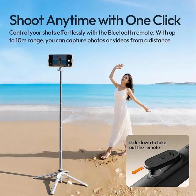 Alt view image 7 of 7 - DeuninkerMagnetic Phone Tripod, MT85 Auto Open Tripod for Magsafe with Enhanced 4-Leg, 60'' Selfie Stick Extendable Phone Stand, Content Creator Essentials for iPhone 17/16/15/14/13/12 Black