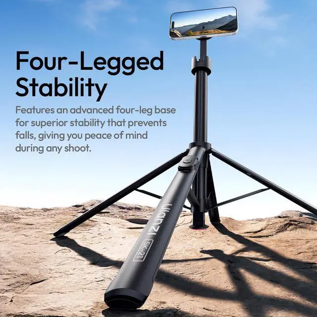 Alt view image 3 of 7 - Deuninker Magnetic Phone Tripod-71'' Auto Open Selfie Stick Features Lift to Fold, Extendable Selfie Stick w Remote Cell Phone Tripod Stand for Live Recording Vlog for iPhone 17 16 15 14 Series Black