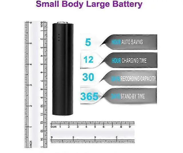 Alt view image 2 of 5 - Deuninker 16GB Magnetic Voice Recorder, 20-Day Battery Life, 450H Recording, Voice Activated, Black