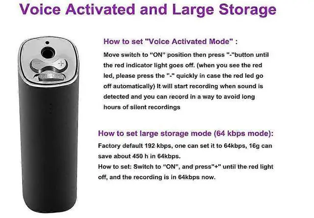 Alt view image 4 of 5 - Deuninker 16GB Magnetic Voice Recorder, 20-Day Battery Life, 450H Recording, Voice Activated, Black