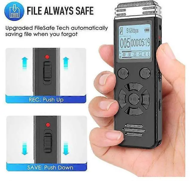 Alt view image 3 of 5 - Deuninker Digital Voice Recorder 32GB - Noise Canceling, USB Rechargeable for Lectures & Meetings (Black)