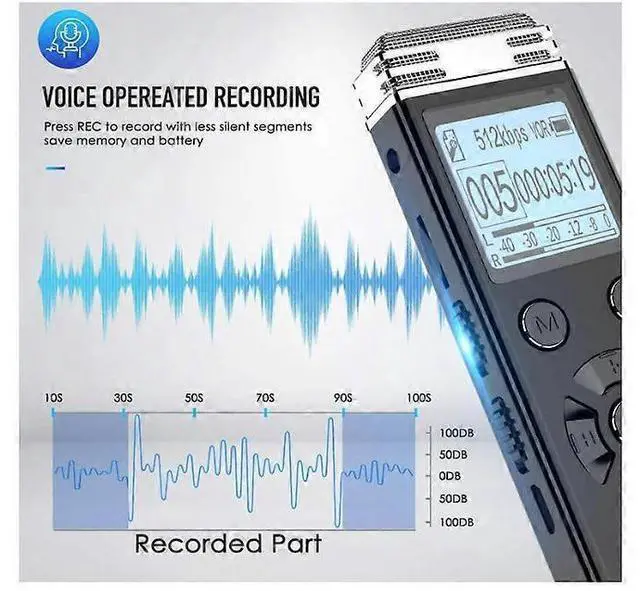 Alt view image 5 of 5 - Deuninker Digital Voice Recorder 32GB - Noise Canceling, USB Rechargeable for Lectures & Meetings (Black)