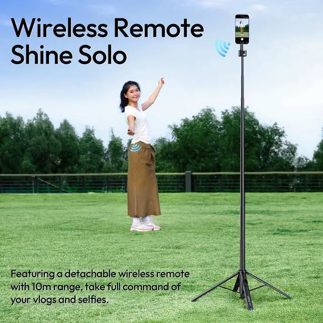 Alt view image 7 of 7 - Deuninker Magnetic Phone Tripod-71'' Auto Open Selfie Stick Features Lift to Fold, Extendable Selfie Stick w Remote Cell Phone Tripod Stand for Live Recording Vlog for iPhone 17 16 15 14 Series Black