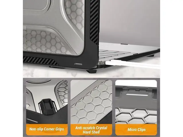 Alt view image 7 of 7 - Deuninker Case for MacBook Pro 14 inch, Shock-Absorbing Protection with Folding Stand &Mouse Pad Case for MacBook Pro 14 inch, Black