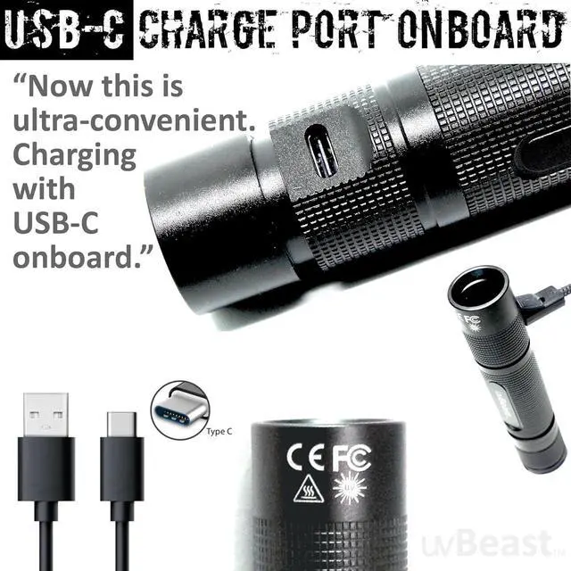 Alt view image 3 of 7 - New V3 365nm Mini - Black Light UV Flashlight High Definition Pure Ultraviolet - Professional Grade High Power Upgraded 5 Core UV LED USA Stock