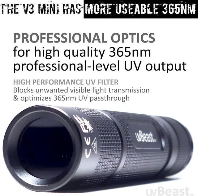 Alt view image 4 of 7 - New V3 365nm Mini - Black Light UV Flashlight High Definition Pure Ultraviolet - Professional Grade High Power Upgraded 5 Core UV LED USA Stock