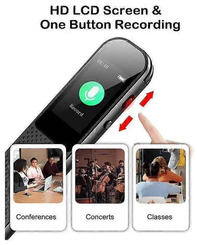 Alt view image 3 of 5 - Deuninker Digital Voice Recorder with MP3 Player, 64GB, HD Noise Reduction & Voice Activation (Black)