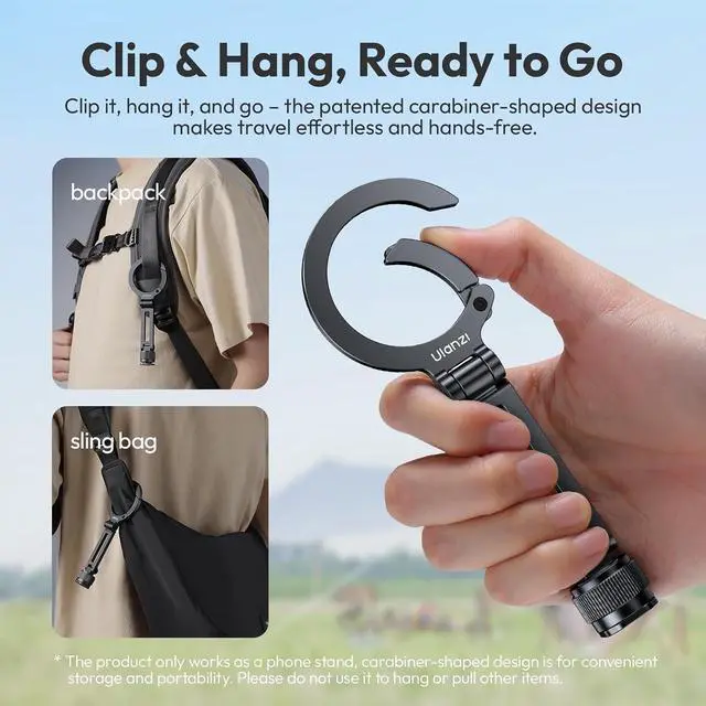 Alt view image 5 of 7 - Deuninker Ungraded Magnetic Phone Tripod Mount for MagSafe, Aluminum Camera Phone Holder with 1/4" Screw & Cold Shoe,Carabiner Design, Compatible with iPhone 17/16/15/14/13/12 Series