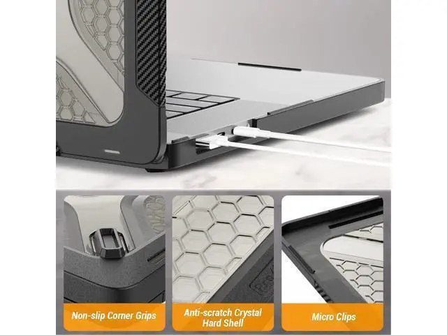 Alt view image 7 of 7 - Deuninker Case for MacBook Pro 16 inch, Shock-Absorbing Protection with Folding Stand &Mouse Pad Case for MacBook Pro 16 inch, Black