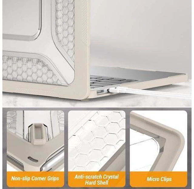 Alt view image 7 of 7 - Deuninker Case for MacBook Air 13.6 inch, Shock-Absorbing Protection with Folding Stand &Mouse Pad Case for MacBook Air 13.6 inch, Beige