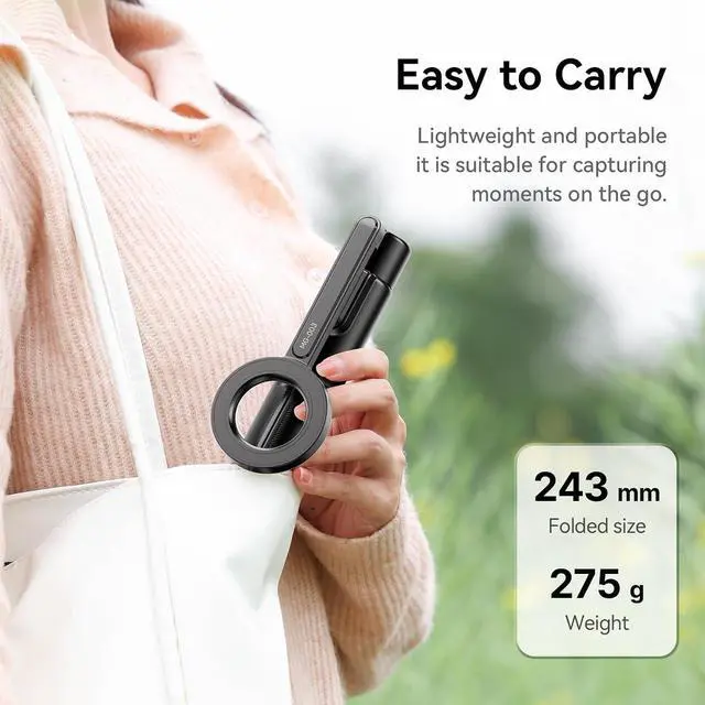Alt view image 5 of 7 - Deuninker 54'' Magnetic Selfie Stick Tripod Pro, All-in-One Phone Tripod w Magnetic Phone Holder & Detachable Wireless Remote, C/W Magsafe, for iPhone 16 15 14 13 12 Series & Android Phones (Black)