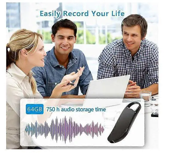 Alt view image 2 of 5 - Deuninker 64GB Voice Activated Recorder for Lectures & Meetings, 750H Recording, One-Click Operation (Black)