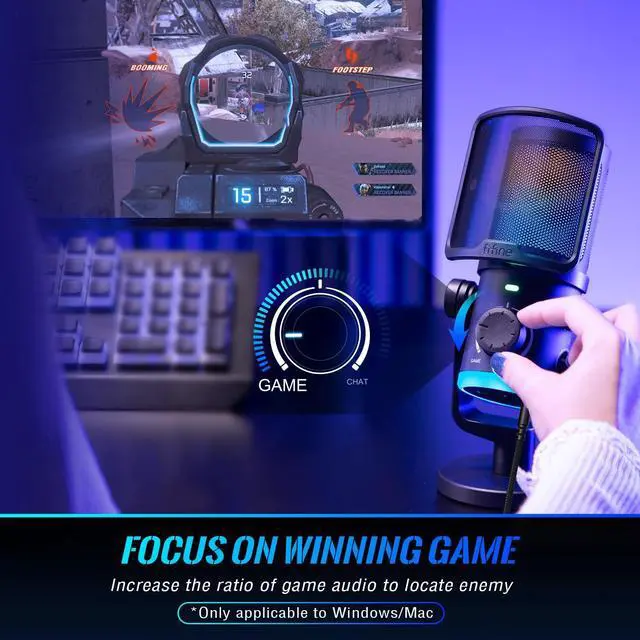 Alt view image 3 of 7 - Deuninker Gaming Microphone with Pop Filter Set, USB Streaming Mic for Podcast with Noise Cancellation, Mute Tap, Bundle with Pop Screen with Metal Mesh,Windscreen for PS4/PS5 Discord YouTube (AM6+U1)