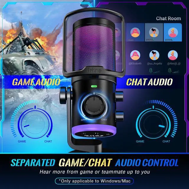 Alt view image 2 of 7 - Deuninker Gaming Microphone with Pop Filter Set, USB Streaming Mic for Podcast with Noise Cancellation, Mute Tap, Bundle with Pop Screen with Metal Mesh,Windscreen for PS4/PS5 Discord YouTube (AM6+U1)