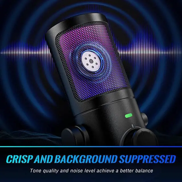 Alt view image 5 of 7 - Deuninker Gaming Microphone with Pop Filter Set, USB Streaming Mic for Podcast with Noise Cancellation, Mute Tap, Bundle with Pop Screen with Metal Mesh,Windscreen for PS4/PS5 Discord YouTube (AM6+U1)