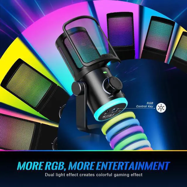 Alt view image 4 of 7 - Deuninker Gaming Microphone with Pop Filter Set, USB Streaming Mic for Podcast with Noise Cancellation, Mute Tap, Bundle with Pop Screen with Metal Mesh,Windscreen for PS4/PS5 Discord YouTube (AM6+U1)