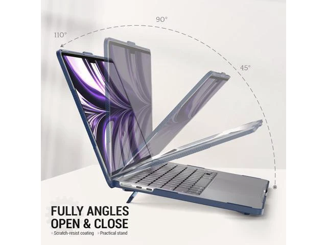 Alt view image 3 of 7 - Deuninker Case for MacBook Air 13.6 inch, Shock-Absorbing Protection with Folding Stand &Mouse Pad Case for MacBook Air 13.6 inch, Blue