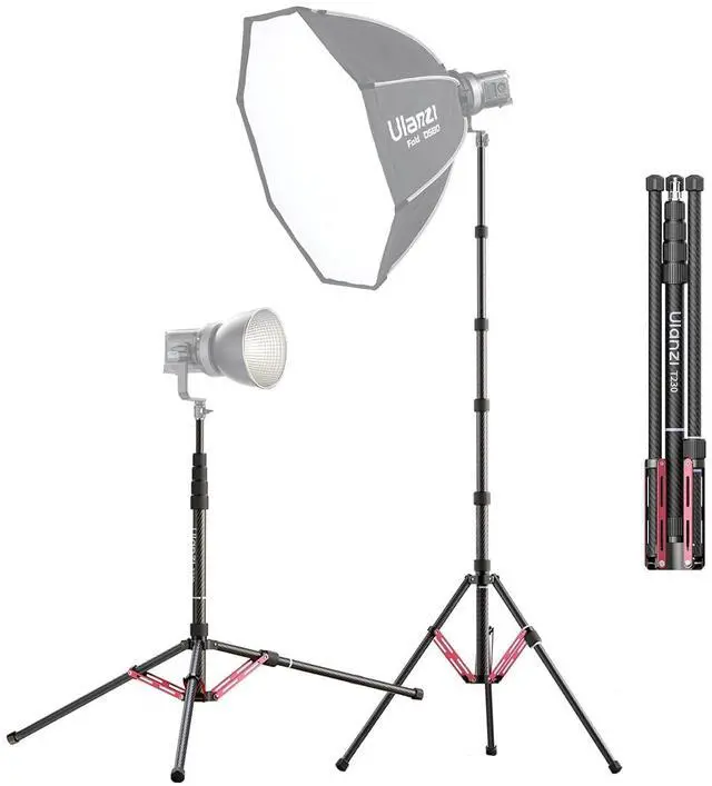 Main image of Deuninker Light Stand Carbon Fiber T230, Adjustable Tripod Stand for Photography, 230cm/99.55inch Studio Sturdy Tripod for Speedlight Flash Softbox Strobe Light Camera with Carrying Bag