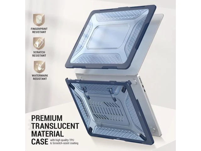 Alt view image 4 of 7 - Deuninker Case for MacBook Air 13.6 inch, Shock-Absorbing Protection with Folding Stand &Mouse Pad Case for MacBook Air 13.6 inch, Blue