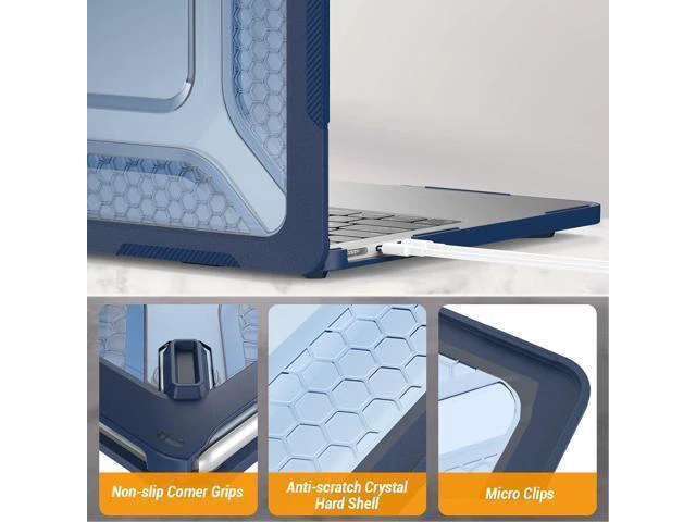 Alt view image 7 of 7 - Deuninker Case for MacBook Air 13.6 inch, Shock-Absorbing Protection with Folding Stand &Mouse Pad Case for MacBook Air 13.6 inch, Blue