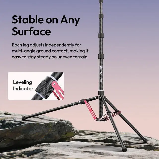 Alt view image 6 of 7 - Deuninker Light Stand Carbon Fiber T230, Adjustable Tripod Stand for Photography, 230cm/99.55inch Studio Sturdy Tripod for Speedlight Flash Softbox Strobe Light Camera with Carrying Bag