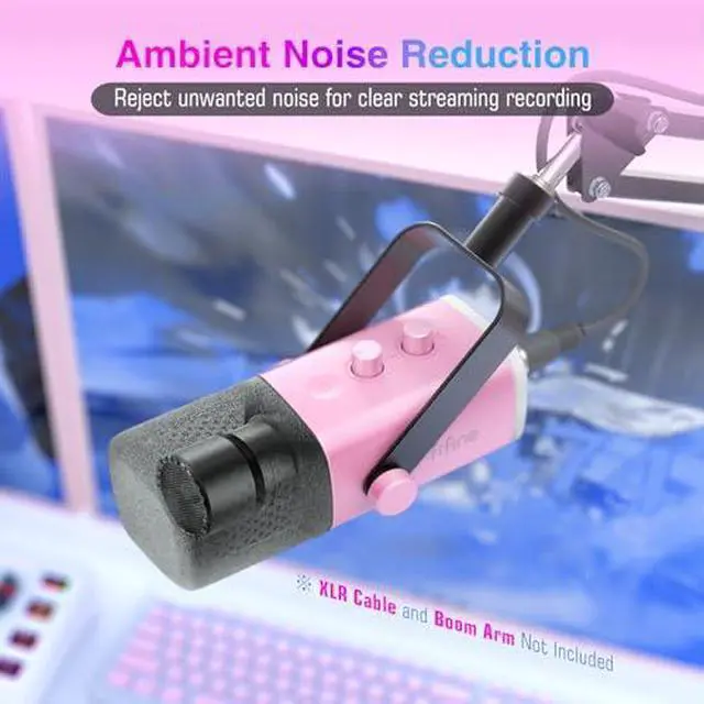 Alt view image 4 of 7 - Deuninker XLR/USB Gaming Microphone with Boom Arm, Streaming Dynamic Microphone with RGB, Gain Knob, Headphone Jack, Adjustable Metal Mic Arm Stand for Recording, Podcast-AM8P+CS1P