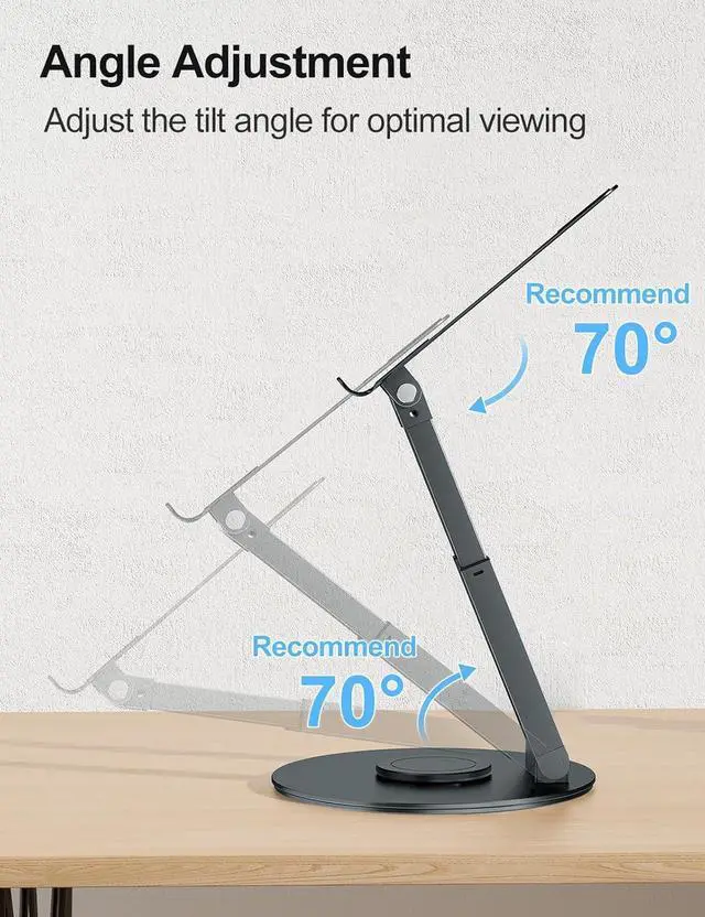 Alt view image 12 of 14 - Telescopic Laptop Stand for Desk with 360° Swivel Base Sit to Stand Height Adjustable Portable Riser Holder for Good Posture Compatible with MacBook Pro All Laptops 10-17-Gray