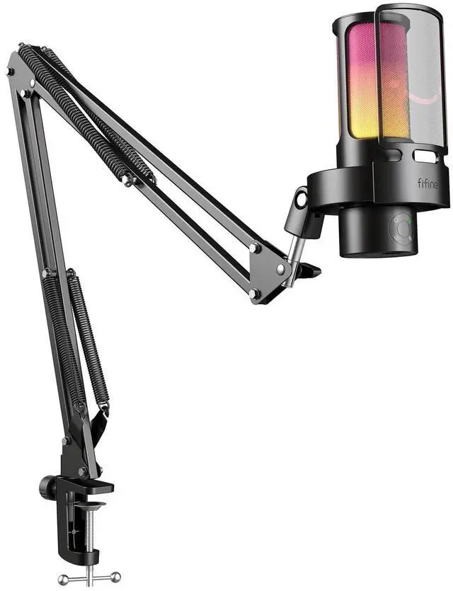 Main image of Deuninker Gaming USB Microphone Bundle with Arm Stand, RGB Condenser Desktop Mic with 4 Polar Patterns for Streaming, Mic Boom Arm with Heavy Duty Clamp, Suspension Scissor for Voice-Over(A8Plus+CS1)