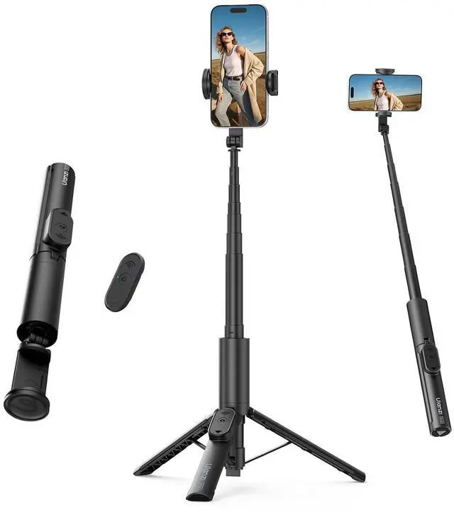 Main image of Deuninker Phone Tripod, SK26 40" Portable Selfie Stick for iPhone, 2 in 1 Adjustable Tripod with Bluetooth Remote Cold Shoe Mount, Portable Phone Stand Lightweight for Travel Photo Video Stream Vlog