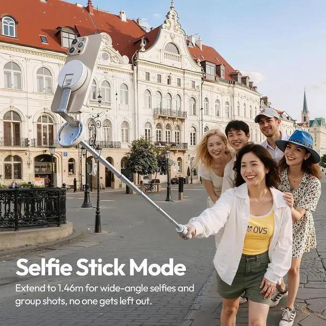 Alt view image 6 of 7 - Deuninker Automatic Phone Tripod, MT85 Auto-Open Tripod with Enhanced 4-Leg, 60'' Selfie Stick Extendable Phone Stand, for Content Creation/Vlog, Compatible with iPhone 17/16/15/14/13/12, White