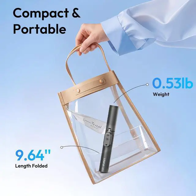 Alt view image 5 of 7 - Deuninker Phone Tripod, SK26 40" Portable Selfie Stick for iPhone, 2 in 1 Adjustable Tripod with Bluetooth Remote Cold Shoe Mount, Portable Phone Stand Lightweight for Travel Photo Video Stream Vlog