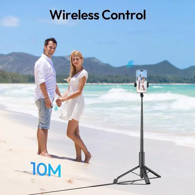 Alt view image 6 of 7 - Deuninker Phone Tripod, SK26 40" Portable Selfie Stick for iPhone, 2 in 1 Adjustable Tripod with Bluetooth Remote Cold Shoe Mount, Portable Phone Stand Lightweight for Travel Photo Video Stream Vlog