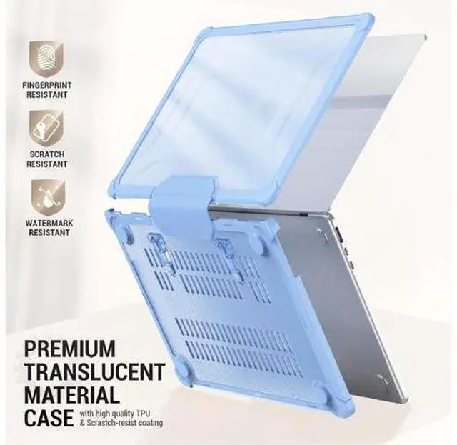Alt view image 4 of 7 - Deuninker Case for MacBook Pro 16 inch 2024-2021 A3403 A3186 A2991 A2780 A2485, Shock-Absorbing Protection with Folding Stand &Mouse Pad/Bag Case for MacBook Pro 16'' M4/M3/M2/M1 (SkyBlue)
