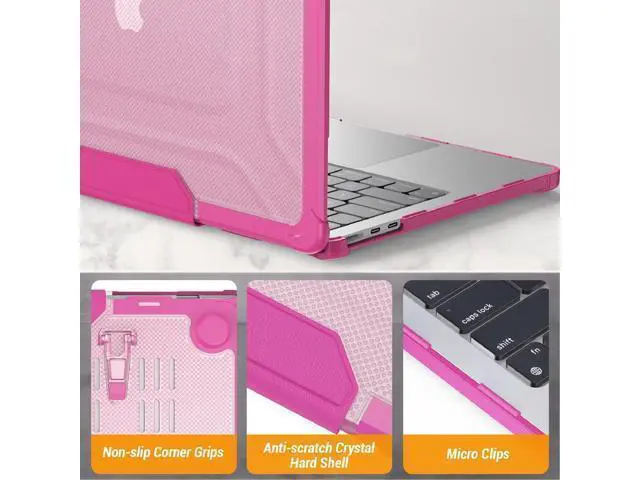 Alt view image 7 of 7 - Deuninker Case for MacBook Pro 16 inch, Shock-Absorbing Protection with Folding Stand &Mouse Pad Case for MacBook Pro 16 inch, Pink