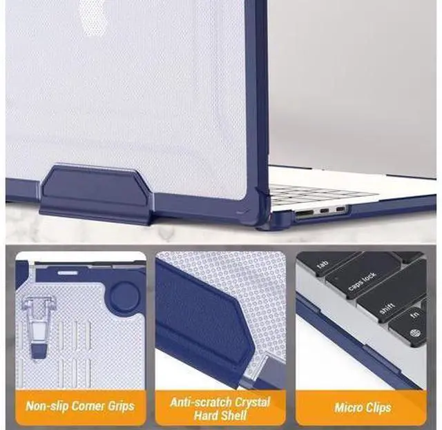 Alt view image 7 of 7 - Deuninker Case for MacBook Air 15 inch, Shock-Absorbing Protection with Folding Stand &Mouse Pad Case for MacBook Air 15 inch, Navyblue