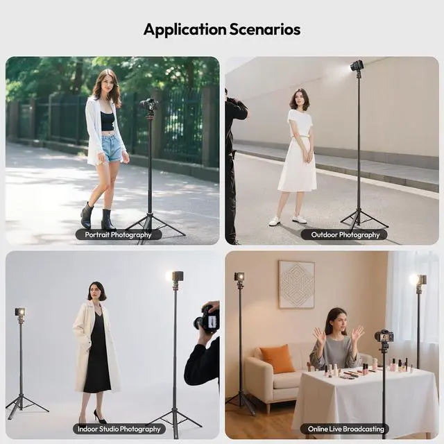 Alt view image 6 of 7 - Deuninker MT-80 7FT Aluminum Tripod Stand, Auto Pop-Up Legs Camera Phone Tripod, 360° Ball Head, 1/4" Screw, Extendable Light Stand for DSLR Camera, Ring Light, Video Rig, Travel Photography