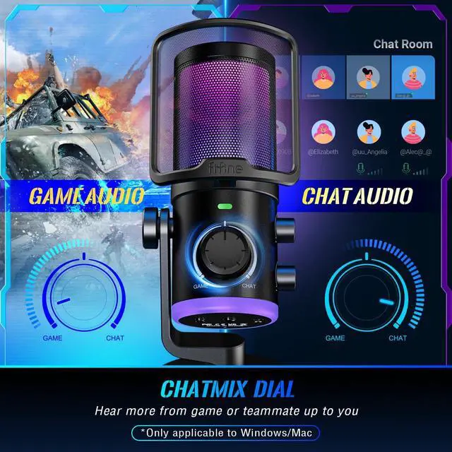 Alt view image 3 of 7 - Deuninker USB Streaming Microphone Kit for Gaming, Condenser Mic with RGB, Noise Cancellation, Game/Chat Dial-Plug & Play for PC Twitch/YouTube/Podcast, Includes Boom Arm & Pop Filter-AmpliGame AM6T