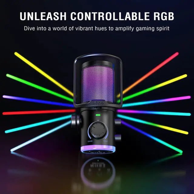 Alt view image 6 of 7 - Deuninker USB Streaming Microphone Kit for Gaming, Condenser Mic with RGB, Noise Cancellation, Game/Chat Dial-Plug & Play for PC Twitch/YouTube/Podcast, Includes Boom Arm & Pop Filter-AmpliGame AM6T