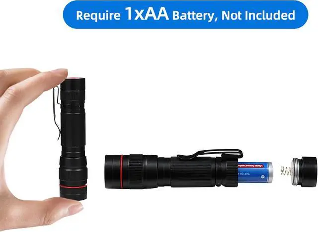 Alt view image 4 of 6 - 6 Pack Small Mini LED Flashlight Single Mode Zoomable Flashlights AA Battery Powerful Flashlights with Pocket Clip Portable Bulk EDC Pen Flash Light for Gift Emergency Camping Hiking