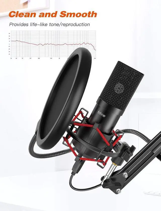 Alt view image 2 of 6 - Deuninker USB Microphone Set with Flexible Boom Arm Stand Pop Filter, Plug and Play with PC Desktop Laptop Computer, Streaming Podcast Instrument Mic Kit for Home Studio (T732)