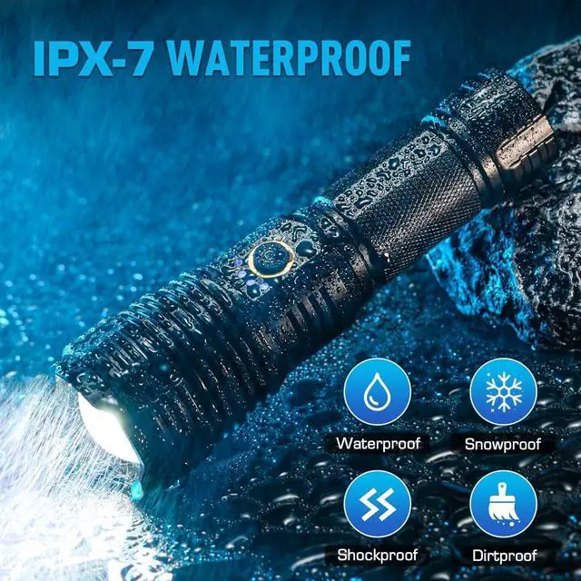 Alt view image 5 of 7 - Rechargeable Flashlights 990000 High Lumens High Power Led Flashlight XHP70.2 Powerful Tactical Flashlight with Zoomable 5 Modes IPX7 Waterproof Flashlight for Camping Hiking Emergencies