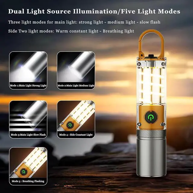 Alt view image 8 of 10 - Aijolenly High Power Flashlights, 100000 High Lumen Rechargeable LED Flashlights, 6 Modes, Waterproof and Powerful Flashlights, Suitable for Family Camping and Hiking
