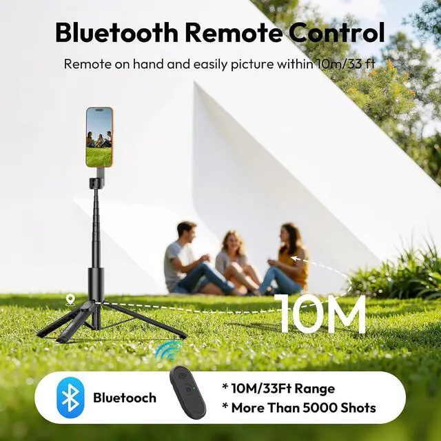 Alt view image 5 of 7 - Deuninker Magnetic Phone Tripod for iPhone, SK27 67" Extendable Selfie Stick with Remote, 360° Rotatable Cell Phone Tripod Stand, Strong Magnet Holder for iPhone 17 16 15 14 13 12 Series for MagSafe