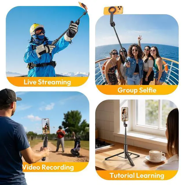 Alt view image 6 of 7 - Deuninker Magnetic Phone Tripod for iPhone, SK27 67" Extendable Selfie Stick with Remote, 360° Rotatable Cell Phone Tripod Stand, Strong Magnet Holder for iPhone 17 16 15 14 13 12 Series for MagSafe