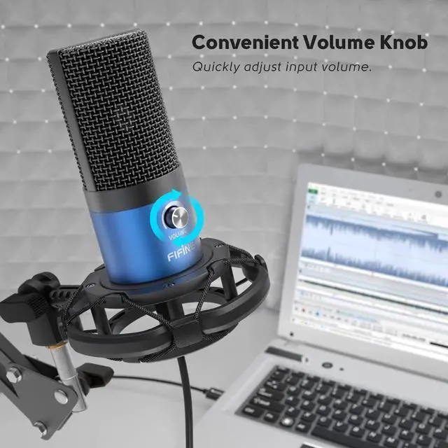 Alt view image 3 of 7 - Deuninker USB Recording PC Microphone Kit, Computer Condenser Cardioid Mic on Mac Windows PS4/PS5, for Streaming, Podcasting, Gaming, Video, Home Use, with Gain Knob, Arm Stand-T669 Blue