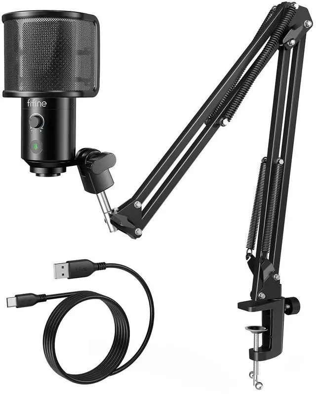 Main image of Deuninker USB Podcast Microphone with Pop Filter Set, Condenser Microphone Boom Arm Kit with Mute Button, Gain Knob Bundle Mic Shield Windscreen for Recording Studio Streaming(T669PRO1+U1)