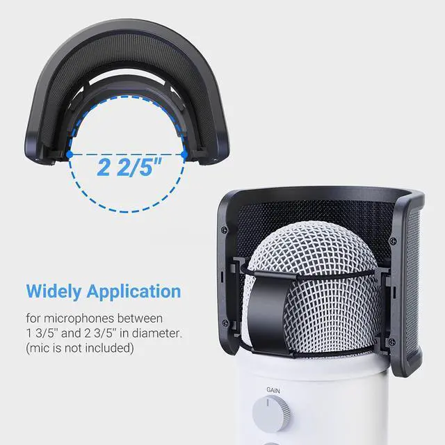 Alt view image 6 of 7 - Deuninker USB Podcast Microphone with Pop Filter Set, Condenser Microphone Boom Arm Kit with Mute Button, Gain Knob Bundle Mic Shield Windscreen for Recording Studio Streaming(T669PRO1+U1)