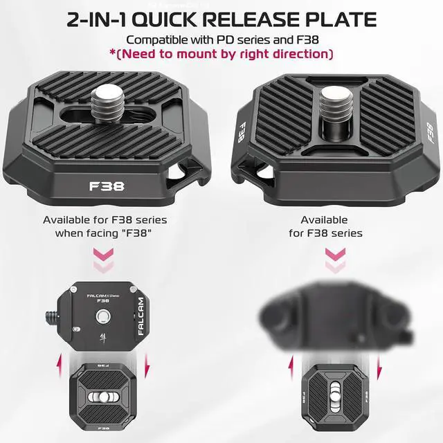 Alt view image 2 of 7 - Deuninker New Version F38 Quick Release Plate 2-in-1, FALCAM F38 Quick Release System QR Plate Camera Tripod Mount Adapter Compatible with PD and F38 (New Version Top Plate, Base Mount NOT Include)