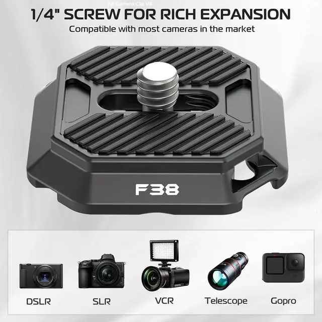 Alt view image 4 of 7 - Deuninker New Version F38 Quick Release Plate 2-in-1, FALCAM F38 Quick Release System QR Plate Camera Tripod Mount Adapter Compatible with PD and F38 (New Version Top Plate, Base Mount NOT Include)
