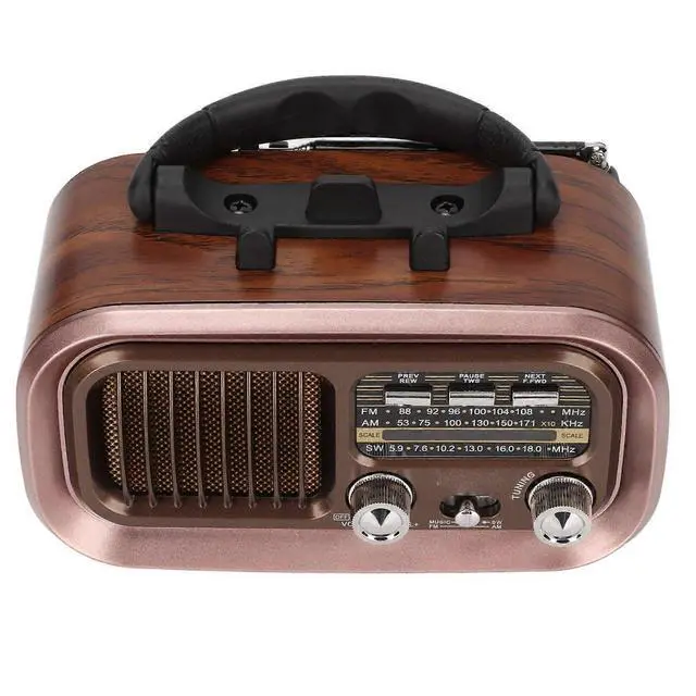 Alt view image 3 of 5 - Ecocleanpath Portable Vintage AM/FM Radio Speaker with MP3/WAV Player, 3-Band Retro Design for Indoor & Outdoor Use (Brown)
